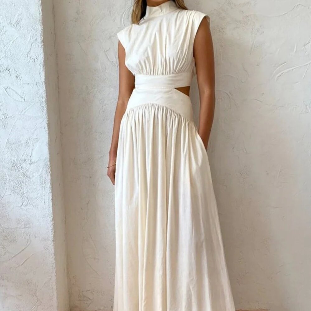 BRAND NEW IN PACKAGE Commense Mock Neck Cut Out Long Dress in White